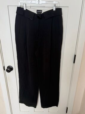 Emporio Armani Classic Black Trouser Dress Pants Pleated High Rise Size Large